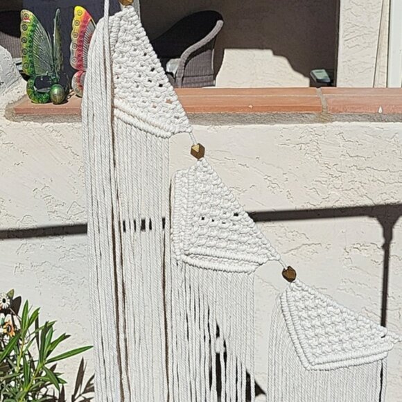 Macrame Wall Hanging Boho Gold Decor - Picture 3 of 4